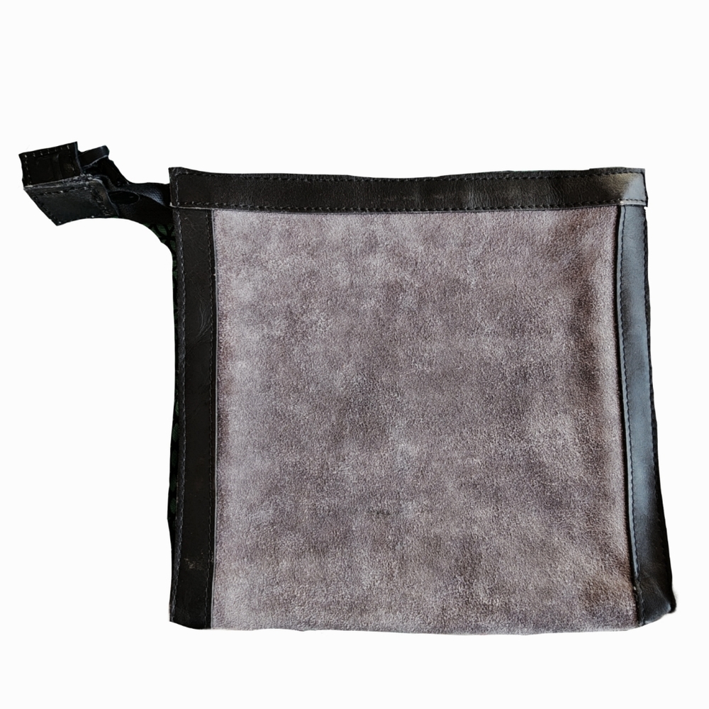 Lancombe Gray Suede Travel Toiletries Clutch W/Black Leather Trim NWOT